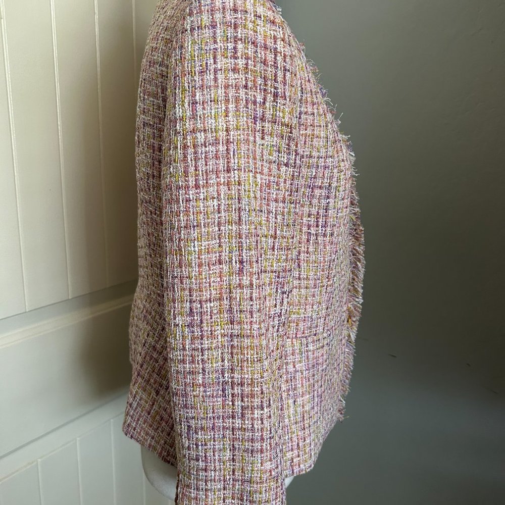 Tahari ASL Pink, Purple, Cream Woven Tweed Skirt Suit. Size 4. New with Tags - Picture 6 of 16